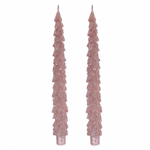 Floristik24 Velas puntiagudas abeto rosa metalizado 30mm × 260mm 2pcs