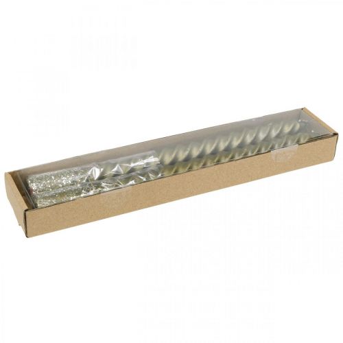Floristik24 Velas cónicas velas retorcidas velas en espiral oro 24cm 2 piezas