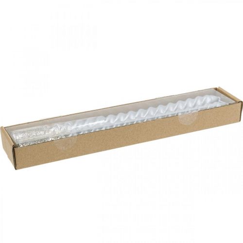 Floristik24 Velas cónicas Velas retorcidas Velas en espiral Plata 24cm 2pcs
