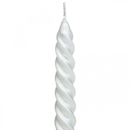 Floristik24 Velas cónicas Velas retorcidas Velas en espiral Plata 24cm 2pcs