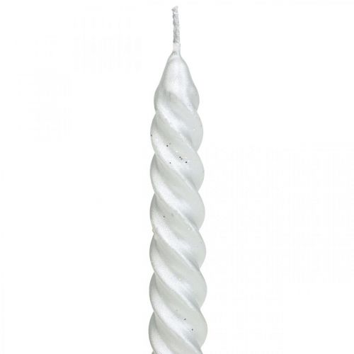 Artículo Velas cónicas Velas retorcidas Velas en espiral Plata 24cm 2pcs