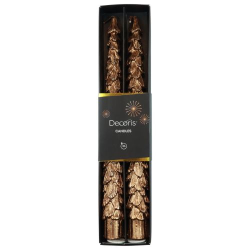 Floristik24 Velas Cónicas Velas Metálicas Marrón Velas Navideñas 25cm 2uds