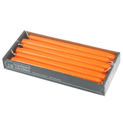 Floristik24 Velas Taper 250/23 Naranja 12uds