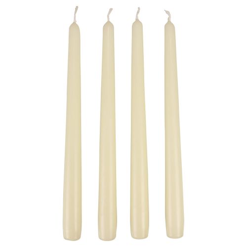 Artículo Velas cónicas, velas de palo, blanco marfil, 250/23 mm, 12 piezas