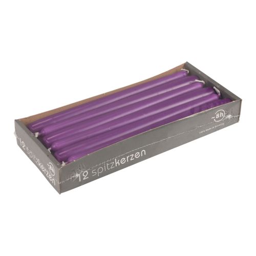 Floristik24 Velas cónicas Velas Wenzel violeta 250/23mm 12 piezas