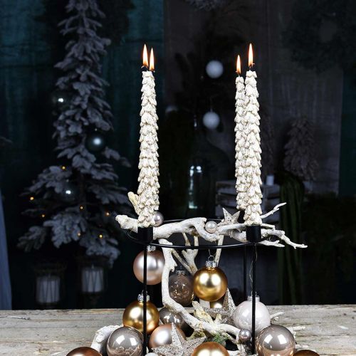 Floristik24 Velas cónicas abeto dorado metálico 30 mm × 260 mm 2 piezas