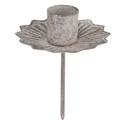 Floristik24 Portavelas cónico para pegar gris antiguo 7×8,5cm 4ud