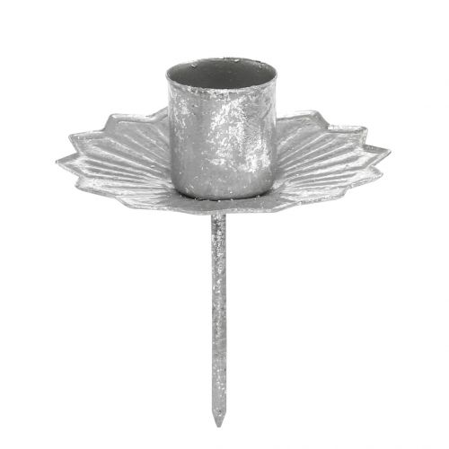 Candelero puntiagudo para pegar, decoración de Adviento, candelabro plata, aspecto antiguo Ø7cm