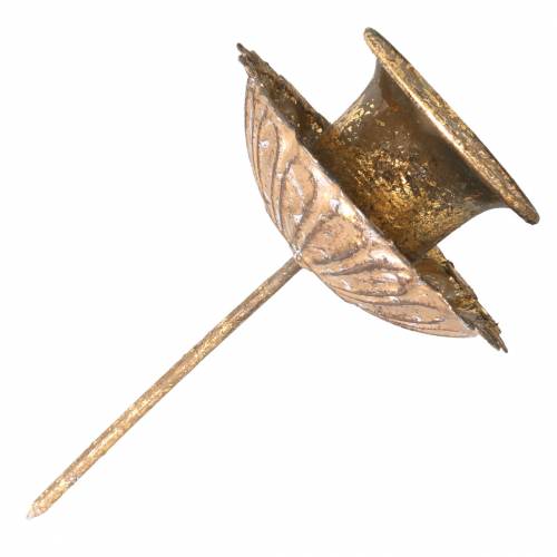 Floristik24 Portavelas cónico para pegar estilo antiguo dorado Ø8,5cm 4ud