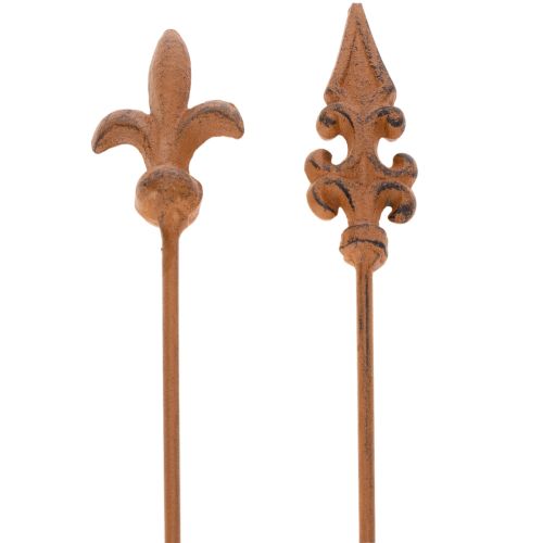 Estaca de jardín rústica decorativa de lirio con diseño antiguo para uso en exteriores, 60 cm, 2 unidades