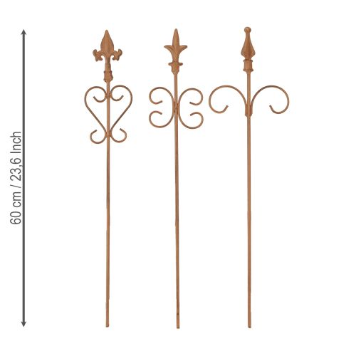 Floristik24 Decoración de jardín vintage con forma de palo, decoración de óxido, surtido de 58 cm, 3 unidades