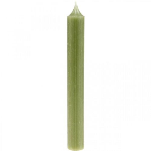 Floristik24 Vela de palo velas de cera teñidas de verde 180mm/Ø21mm 6ud