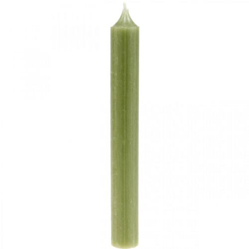 Floristik24 Vela de varilla velas de cera color verde 180mm/Ø21mm 6uds