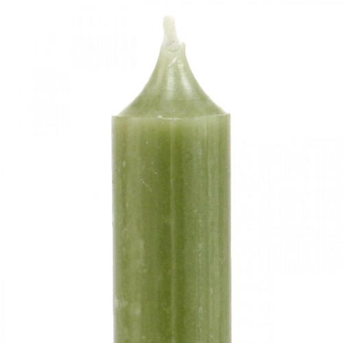Floristik24 Vela de palo velas de cera teñidas de verde 180mm/Ø21mm 6ud
