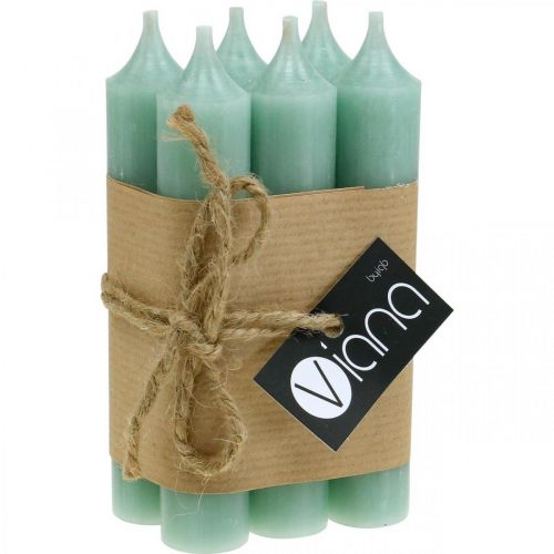 Floristik24 Velas cónicas velas cortas jade verde para anilla Ø21/110mm 6 piezas