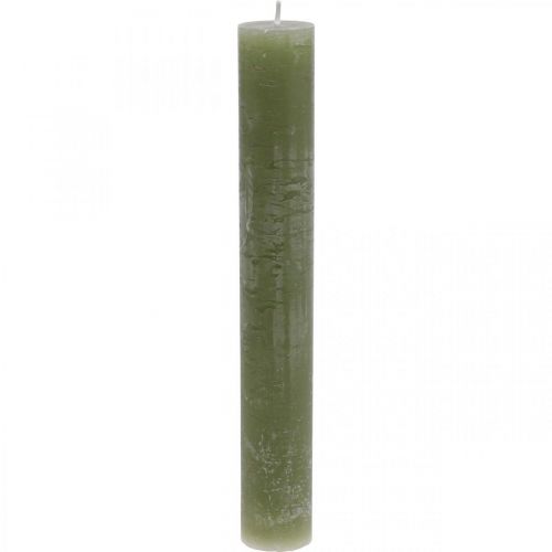 Floristik24 Velas lisas velas de palo verde oliva 34×240mm 4 piezas