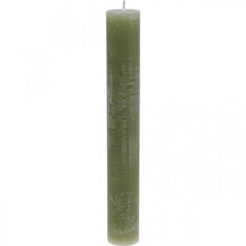 Floristik24 Velas de colores sólidos velas de palo verde oliva 34×240mm 4pcs