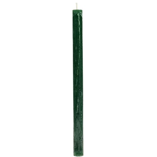 Floristik24 Vela cónica verde oscuro color liso 34 x 240 mm 4 piezas