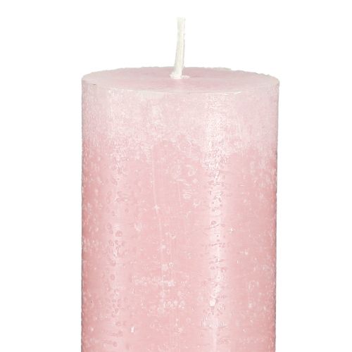 Artículo Velas de palo, velas monocromáticas, rosa claro, 50x300mm, 4 unidades