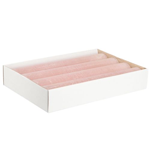 Artículo Velas de palo, velas monocromáticas, rosa claro, 50x300mm, 4 unidades