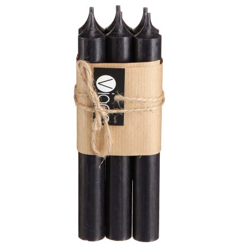 Artículo Velas cónicas velas vela negra decoración Ø21mm 170mm 6 piezas