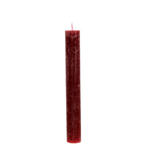 Floristik24 Velas cónicas unicolor rojo oscuro 34mm x 240mm 4 piezas
