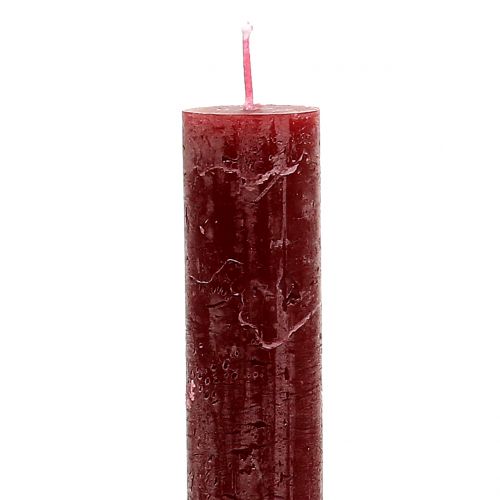Floristik24 Velas color sólido rojo oscuro 34mm x 300mm 4pcs