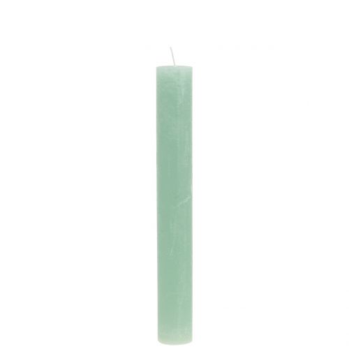 Floristik24 Velas de color verde claro 34mm x 240mm 4uds