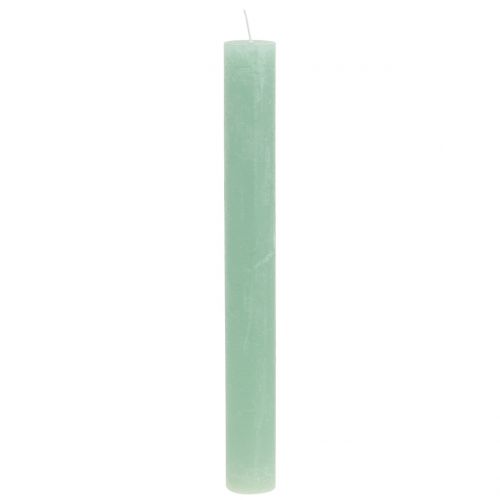 Velas cónicas unicolor verde claro 34mm x 300mm 4ud
