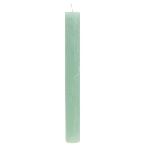 Floristik24 Velas de color verde claro 34mm x 300mm 4uds