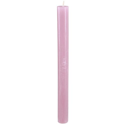 Velas de palo, velas monocolor, rosa viejo, 21×240mm, 12 piezas
