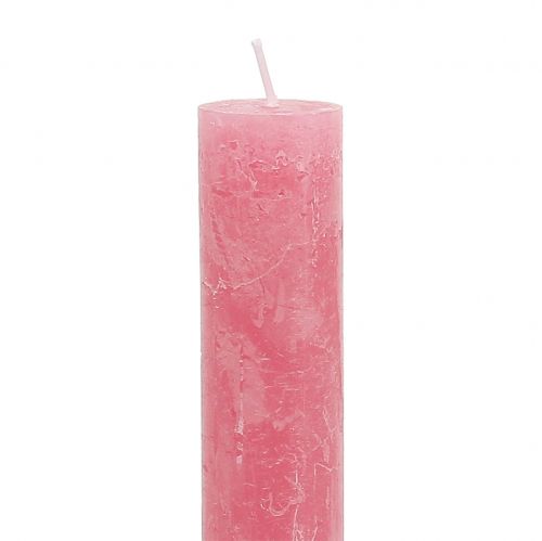 Artículo Velas de palo teñidas de rosa 34mm x 240mm 4 piezas