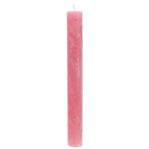 Velas de palo teñidas de rosa 34mm x 300mm 4 piezas