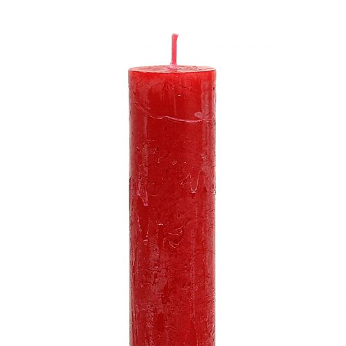 Artículo Velas cónicas teñidas de rojo 34mm x 300mm 4 piezas