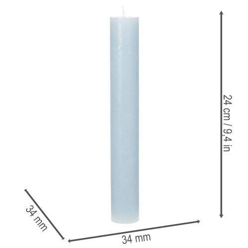 Vela cónica azul para candelabros y decoración de mesa, 34x240 mm, 4 unidades. | Floristik24.es