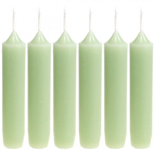 Floristik24 Velas velas cortas verde menta Ø22/110mm 6uds