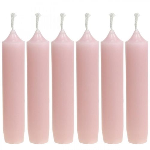 Floristik24 Velas rosa velas palo corto Ø22/110mm 6uds