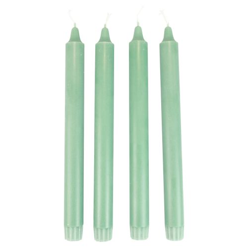 Floristik24 Velas cónicas PURE Velas Wenzel verde esmeralda 250/23 mm 4 piezas