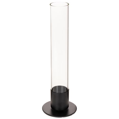 Portavelas cónico con cilindro de cristal. Sencillo y atemporal. 31 cm. comprar | Floristik24.es