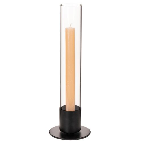 Portavelas cónico con cilindro de cristal. Sencillo y atemporal. 31 cm. | Floristik24.es