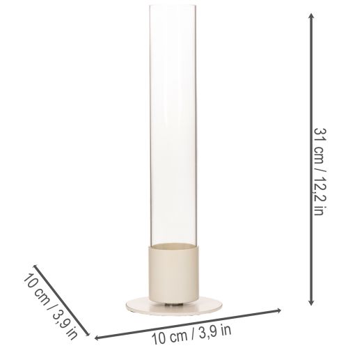 Portavelas moderno para velas cónicas con cilindro y base de cristal, 31 cm. | Floristik24.es
