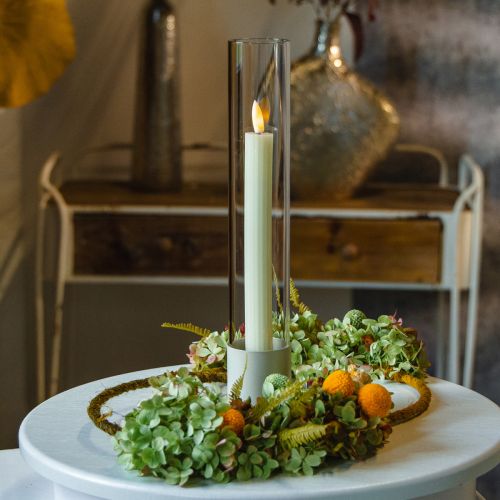 Portavelas moderno para velas cónicas con cilindro y base de cristal, 31 cm. | Floristik24.es