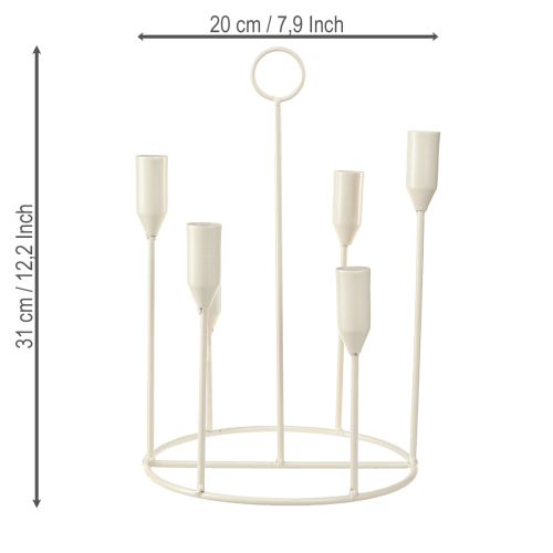 Artículo Portavelas cónico para 6 velas, portavelas gris Ø20cm H31cm