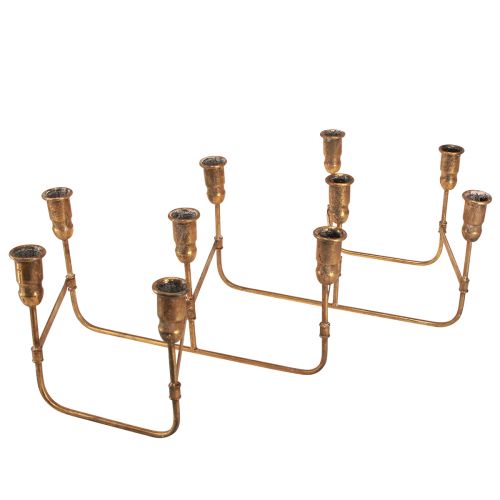 Artículo Portavelas de palo antiguo para 10 velas dorado 46×46cm H16,5cm