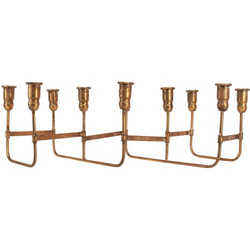 Artículo Portavelas de palo antiguo para 10 velas dorado 46×46cm H16,5cm