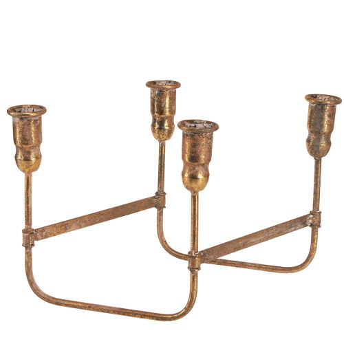 Artículo Portavelas de palo antiguo para 4 velas dorado 18×18cm Al.16,5cm