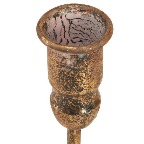 Artículo Portavelas de palo antiguo para 4 velas dorado 18×18cm Al.16,5cm