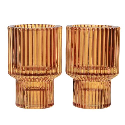 Artículo Portavelas Stick de vidrio portavelas naranja H8cm 4 piezas
