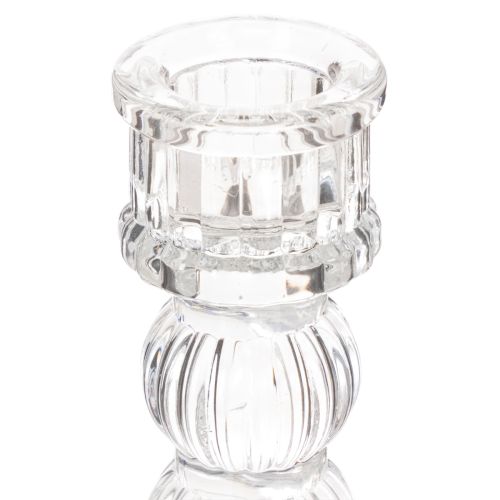 Portavelas transparente, diseño clásico, decoración de mesa, 12 cm, 2 unidades | Floristik24.es