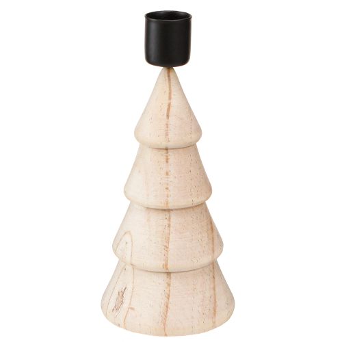 Portavelas de madera para decoración de árbol de Navidad natural H16cm 2 uds